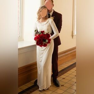 Long Sleeve White Lace Wedding Dress